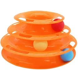 Interactive Multi - Layer Cat Turntable Toy - Engaging Self - Amusement & Teasing Stick (Three layers orange)