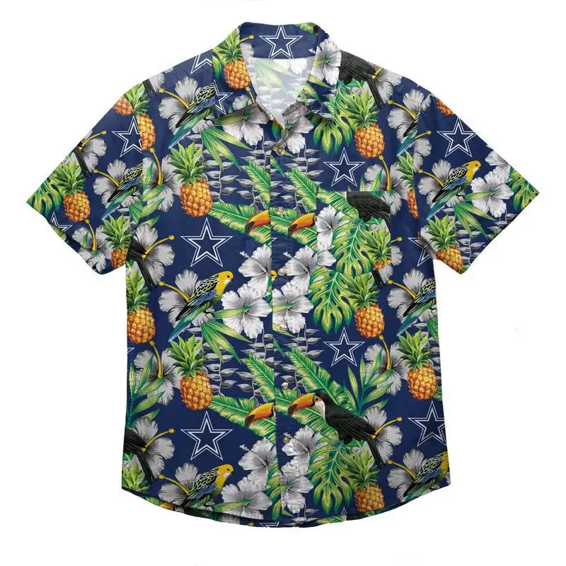 New Hawaiian Mens Shirts Casual Style Pineapple Printed Hawaii Button ...
