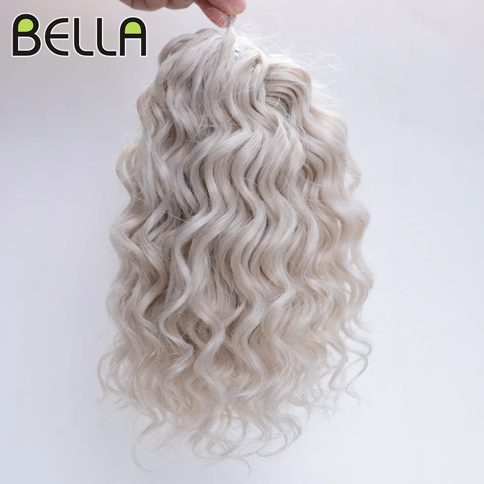 Bella Synthetic Hair Twist Crochet Curly Hair 10Inch Deep Wave Braid Hair Ombre Blonde Brown Water Wave Braiding Hair Extensions
