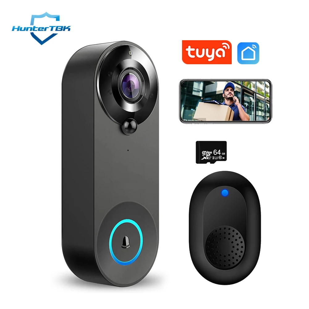 Tuya Reote Video Doorbell Caera 1080P HD WiFi Door Bell Interco Sart Hoe Video Doorphone - 1080P Doorbell, Sart Doorbell