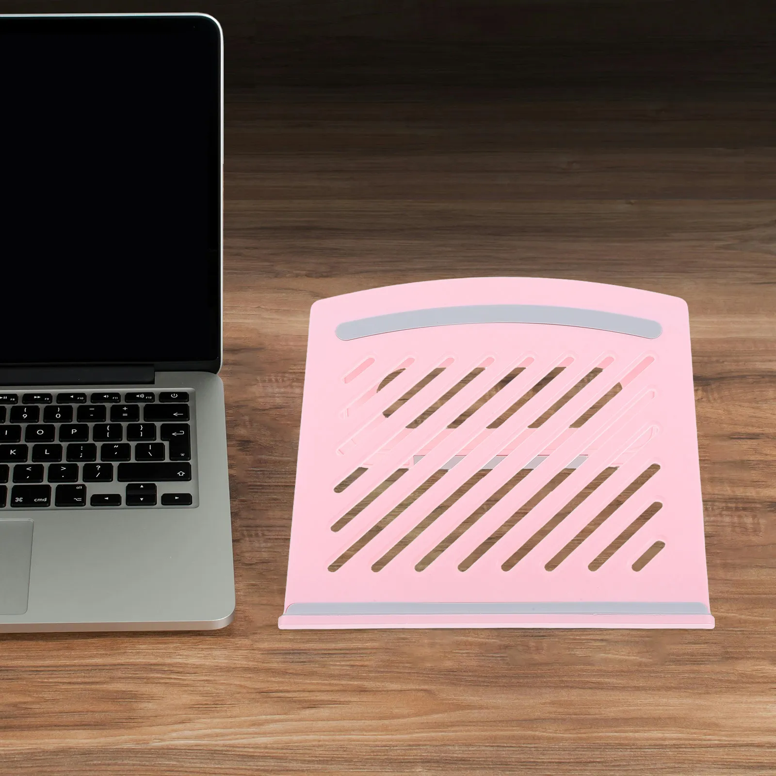 핑크색 접이식 통풍 노트북 스탠드, 높이 조절 및 다각도 인체공학적 노트북 받침대, 가정용 휴대용 쿨링 엘리베이터