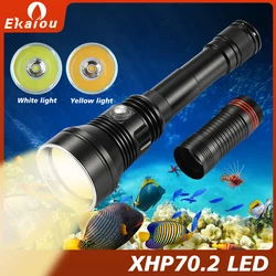 New Outdoor Powerful XHP70.2 LED Diving Flashlight 150M Submarine Tactics Torch Photography Hunting Catch Fish Lamp