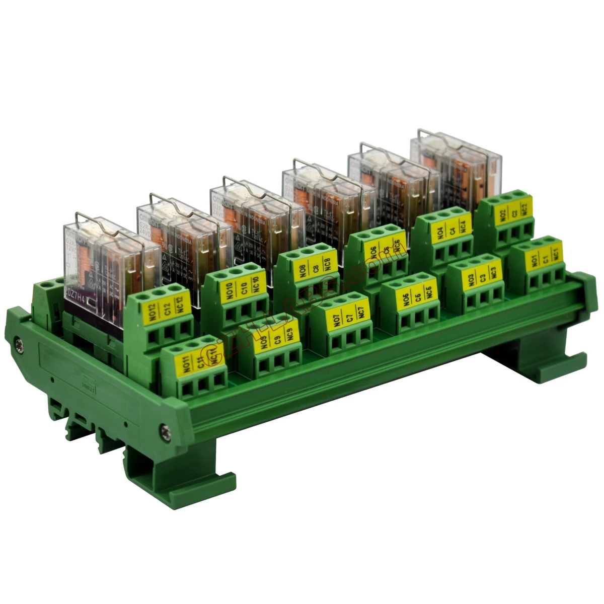 DIN 레일 마운트 AC/DC 12V 제어 6 DPDT 5Amp 플러그 가능 전원 릴레이 인터페이스 모듈.