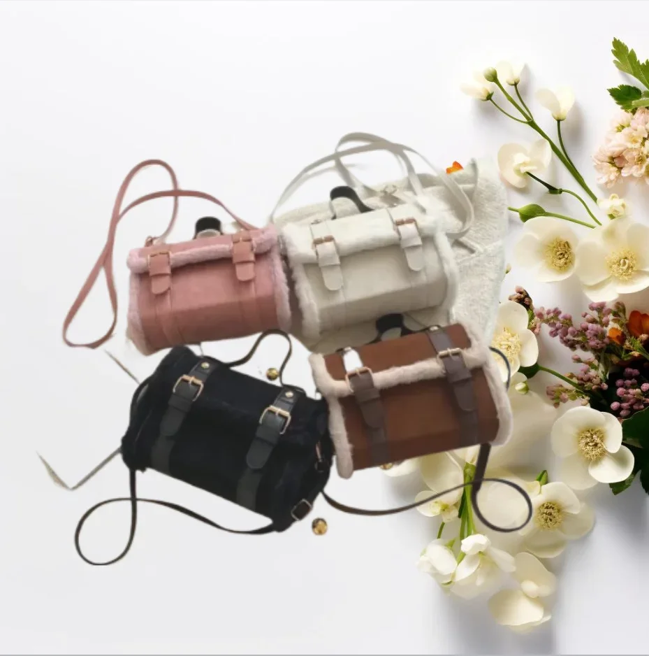 2025 Winter Women's Lamb Plush Velvet Bag - Korean French Style Crossbody Shoulder Purse, Small Square Handbag мяшка плеча 숄더백