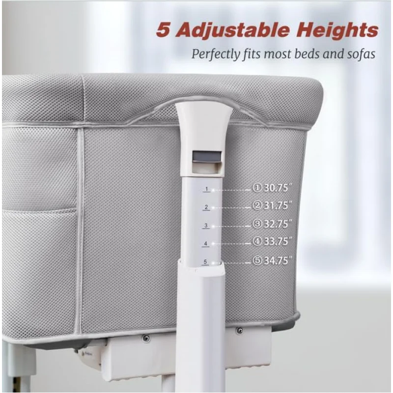 Rocking Bassinet for Baby Automatic Bedside Electric Cradle 5 Heights Adjustable Sleeper Babies Infant