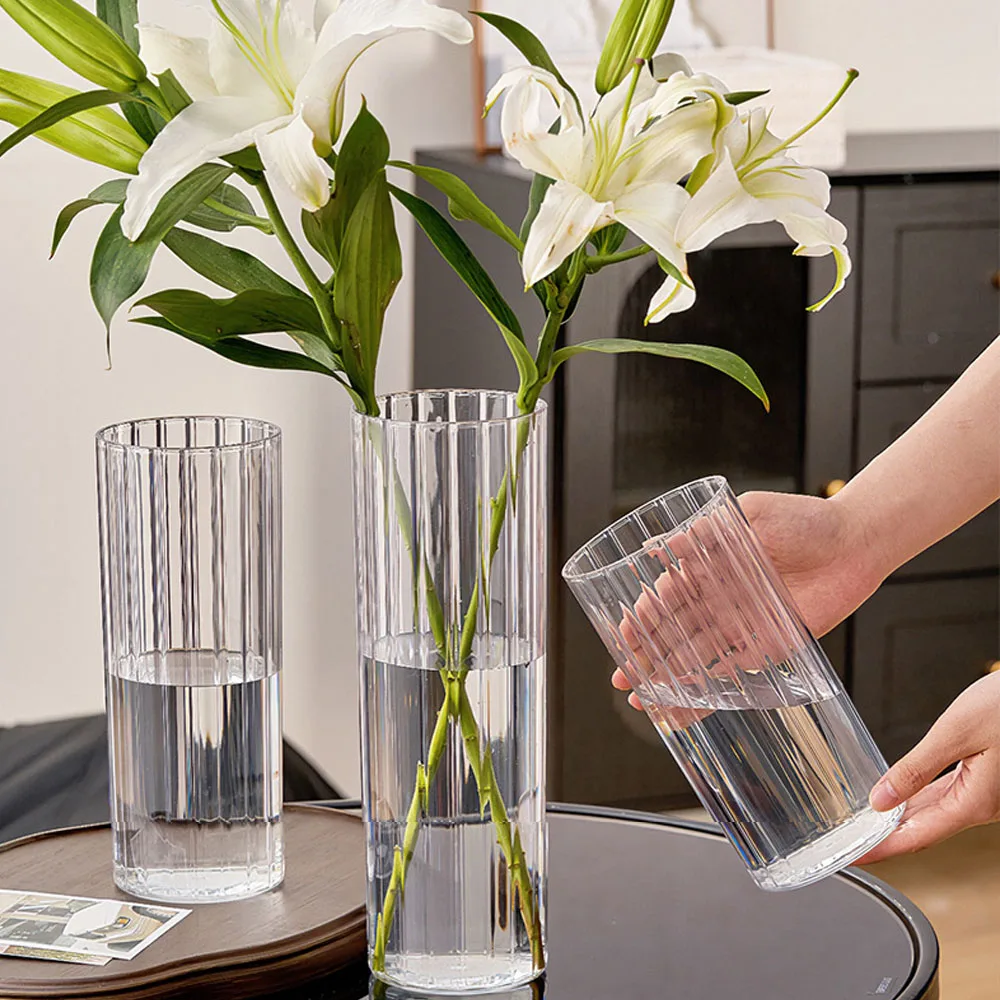 Acrylic Clear Cylinder Flower Vase Unbreakable Hurricane Tall Large Shatterproof Vases For Wedding Centerpieces Hydroponic Decor 4