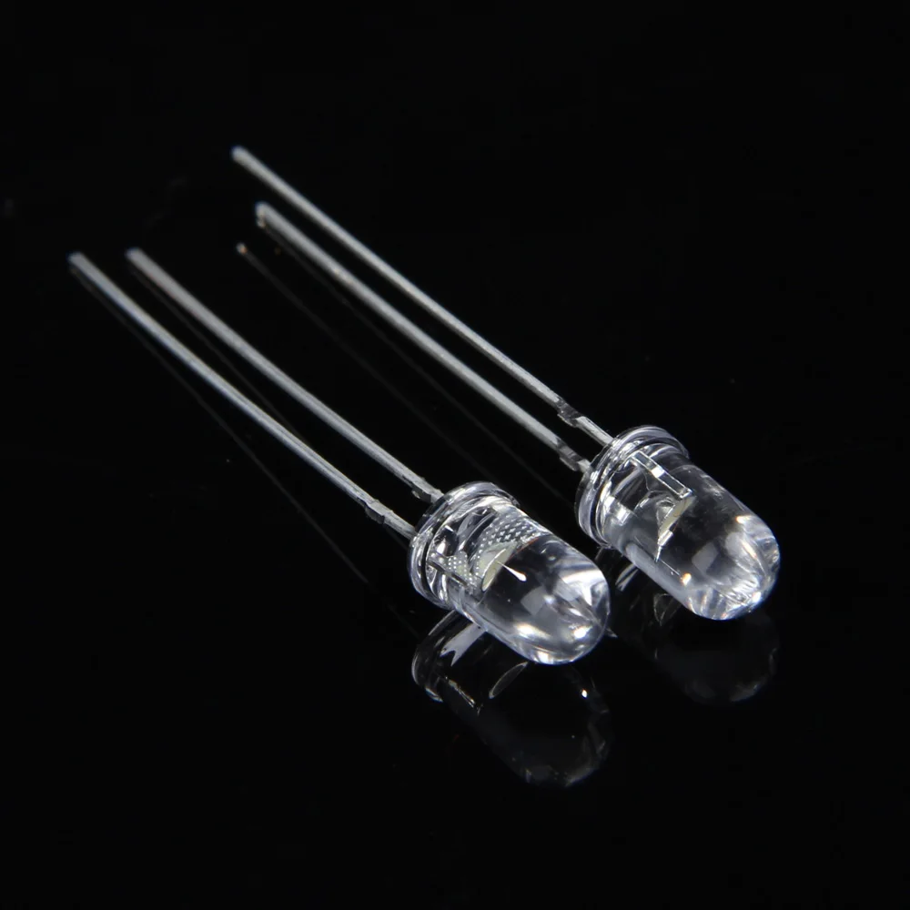 100Pcs 5mm LED 조명 램프 스루홀 15000MCD 라운드 LED 조명 흰색 전구 램프 전자 부품 조명 키트