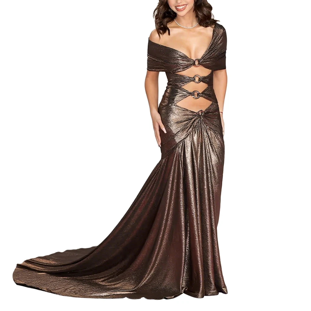 green emerald velvet dress Halte V-neck Navy Sexy Evening Dress Chiffon Long With Split – Ballbella main image 1