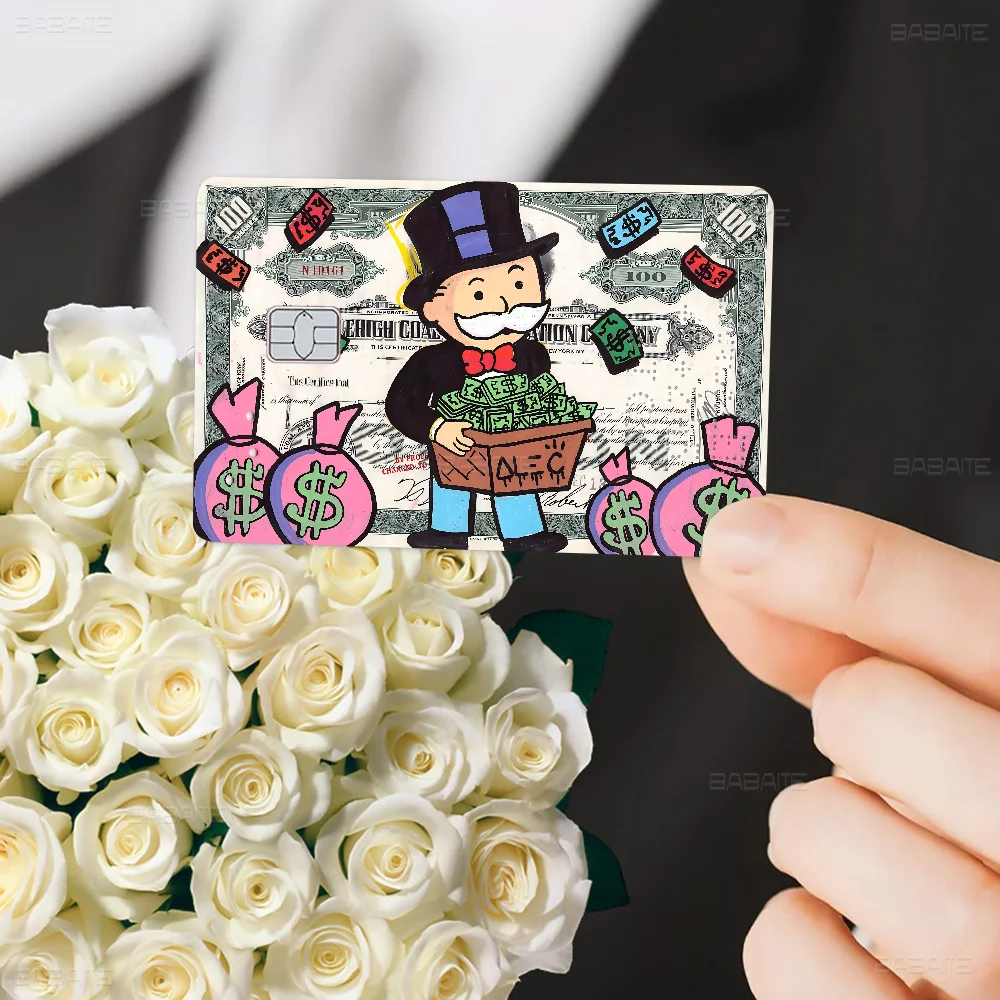 Cartoon Dollar Monopolys Fashion Matte Gold Silver Black Matte Film Skin Sticker Tape For Bank Credit Debit Card