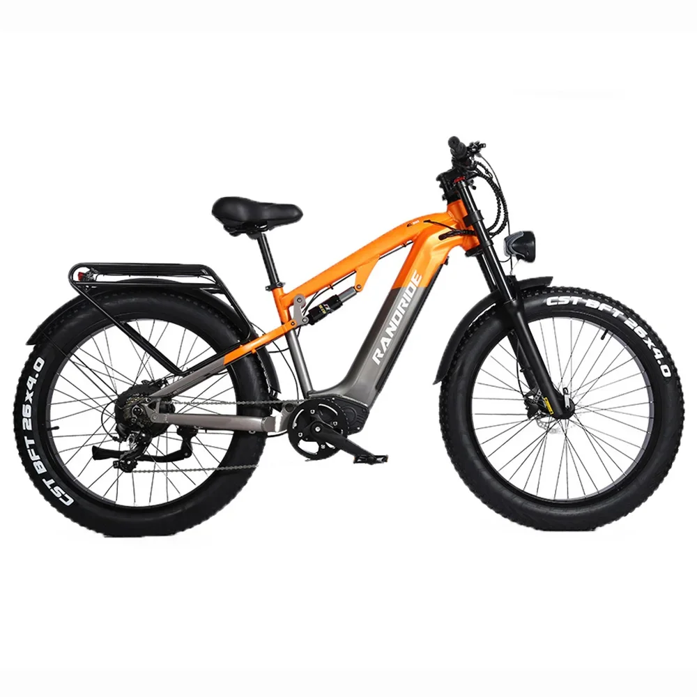 Randride YX80 XL 1500W 20AH Frame Aluminum Alloy Electric Bike 26 Inch Fat Tire Mountain Ebike with MTB Mudguards and Rear Rack