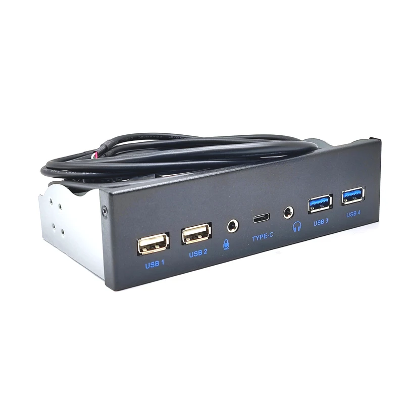 Painel Frontal para pc Usb 3.1 tipo c 2x Usb3.0 2x Hub Usb2.0 Áudio hd 35 mm Microfone de Ouvido para 5.25 Cd-rom Drive Bay - Imagem 6