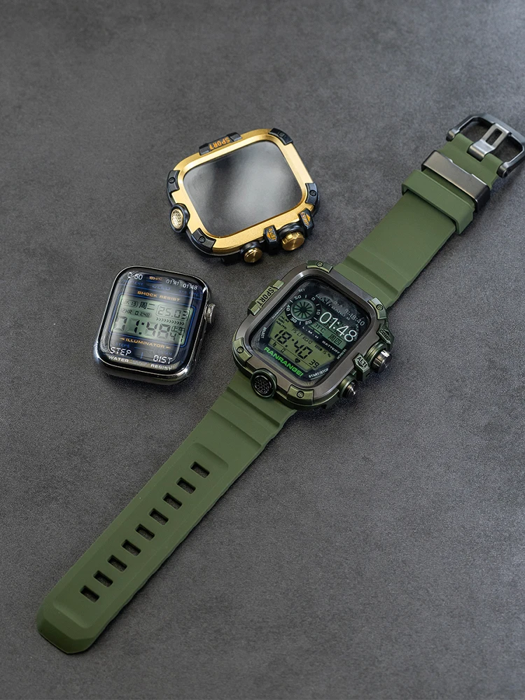 Sleek PC+Metal Apple Watch Protective Case with Screen Guard