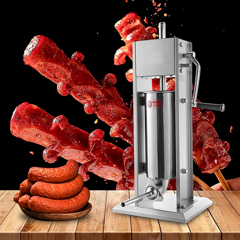 Manual 5L Stainless Steel Sausage Filling Meat Stuffer Filler Homemade Sausage Vertical Maker Machine Kitchen Supplies