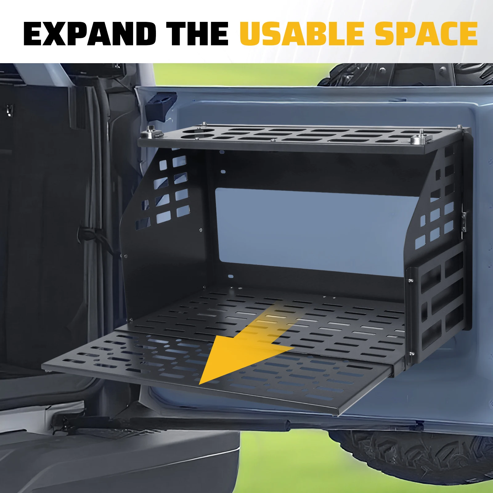 Rear Door Shelf Storage Cargo Holder Doors Luggage Holder Foldable Molle Panel for Ford Bronco