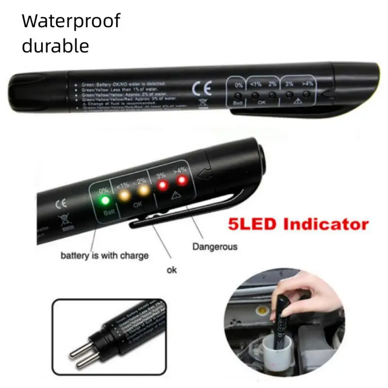 

Auto Liquid Testing Brake Fluid Tester Pen 5 Led Indicator Display For Dot3/Dot4 Electronic Pen Brake Fluid Oil Tester Digital