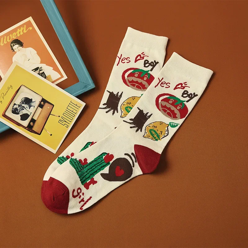 طقم جوارب قطنية برسومات كرتونية ووجوه تعبيرية