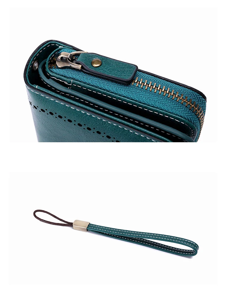 Aliwood Marke Hohl Frauen Leder Brieftasche Kupplung 4-fach Weibliche Lange Brieftaschen Zipper Geldbörsen Strap Geld Clip Karte Halter Carteras – Detail 10
