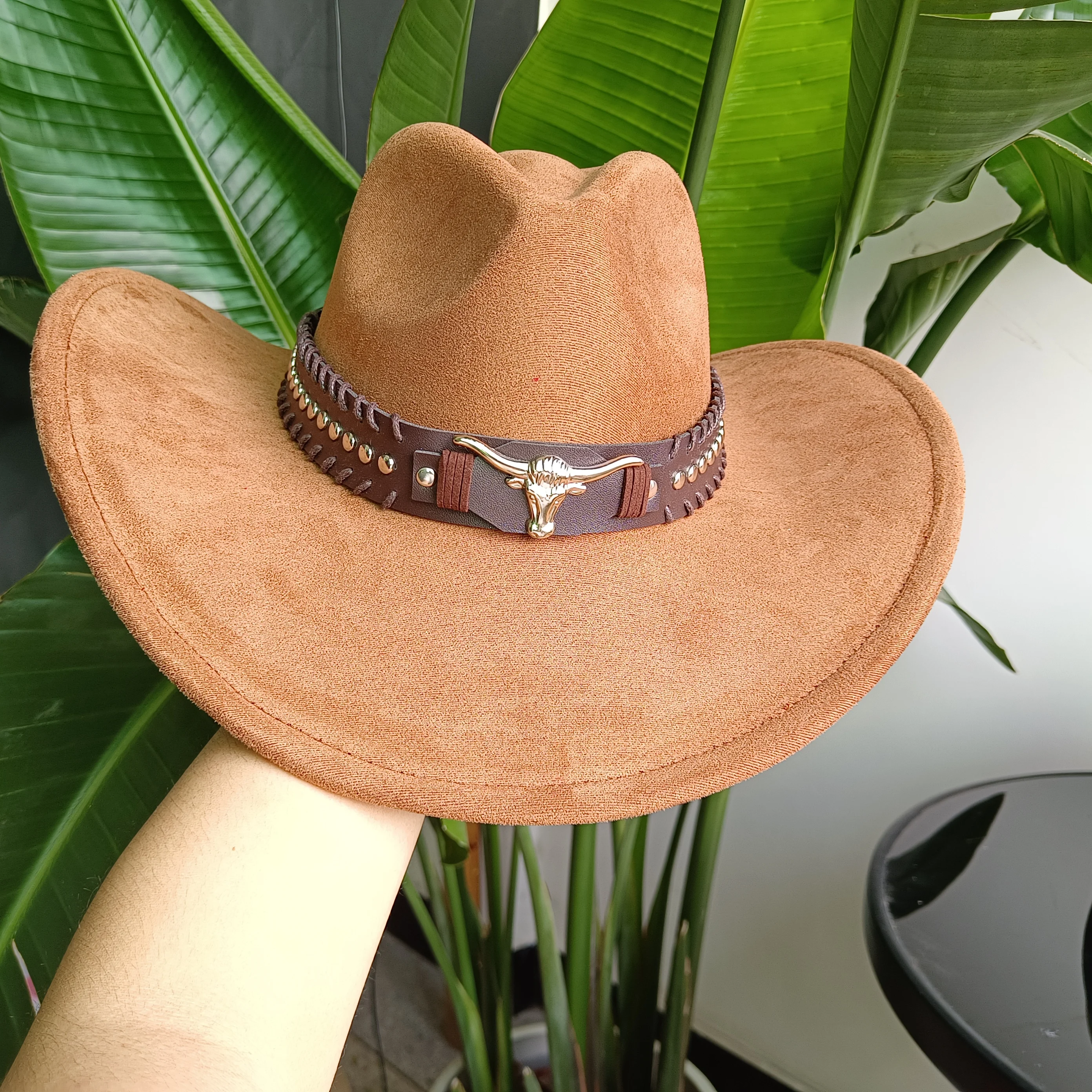 Suede cowboy hat new bull head accessories cowboy hat suede  display picture 1