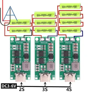 Batteria al litio 2S 3S 4S Multi-cella a 8,4 V 12,6 V 16,8 V Tipo-c Boost Step-up Caricatore agli ioni di litio ai polimeri 7.4 V 11,1 V 14,8 V 18650 Lipo