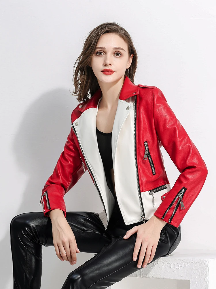 Patchwork Leather Biker Jacket - Women - Ready-to-Wear