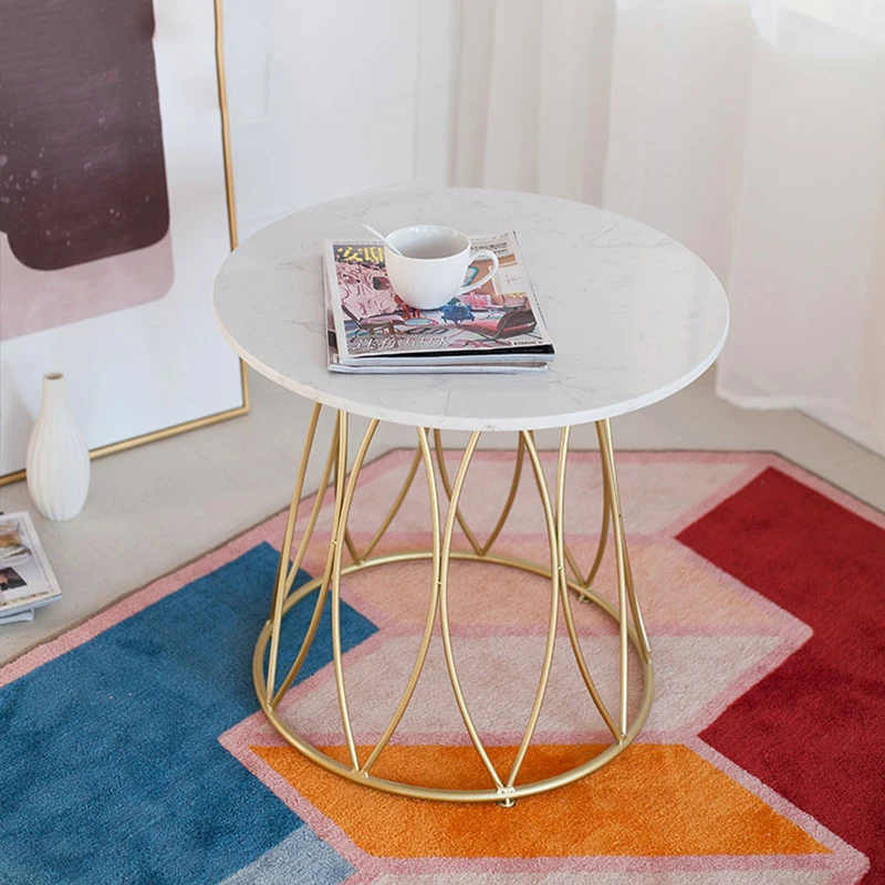 Small coffee table simple modern creative light luxury marble Nordic sofa side table living room balcony mini round