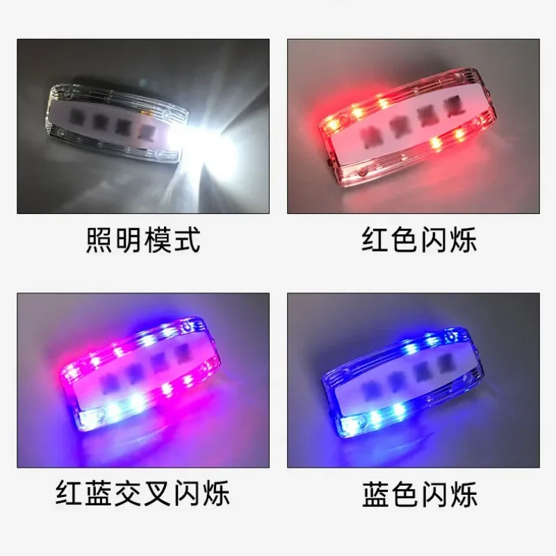 Police Light LED Red Blue Shoulder Lamp Caution Emergency Warning Safety Lights USB Rechargeable with Clip White Lighting Torch