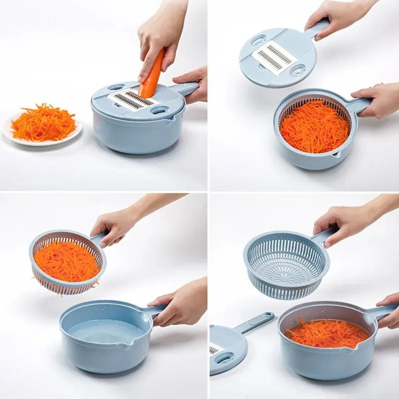 12In1 Multi-Function Vegetable Cutter Chopper Carrots Potatoes Manually Cut Shred Slicer Radish Grater Multislicer Kitchen Tools