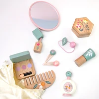 Wooden Pretend Play Makeup Toys Simulation Makeup  Set Girls MakeUp Dressing Table Cosmetics Toys Birthday Gifts For Children 4