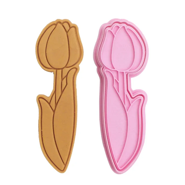 Mother's Day Flower Tulip Cookie Mold Cookies Cutter Frosted Biscuit Mold Press Thickened Fondant Cutting Mold Cake Baking Tool 4