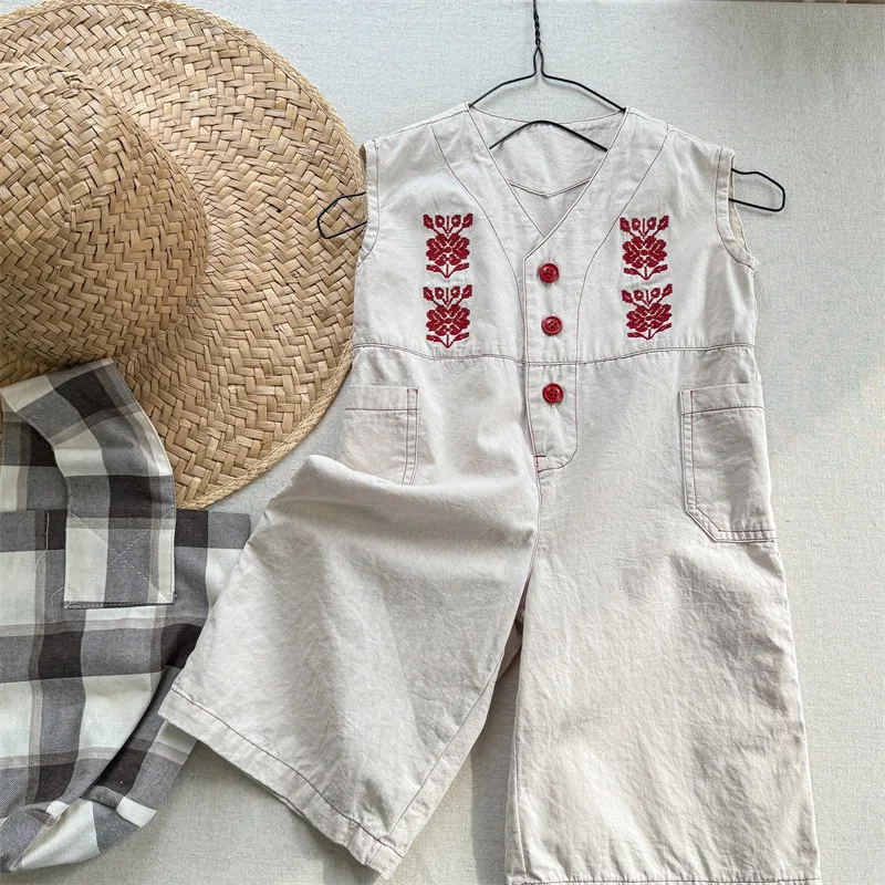 2025 Spring New Girls Overalls Loose Kids Jumpsuit Flower Embroidery Baby Bib Pants Children Casual Pants Infant Clothes 2 2025 Spring New Girls Overalls Loose Kids Jumpsuit Flower Embroidery Baby Bib Pants Children Casual Pants Infant Clothes - Image 2