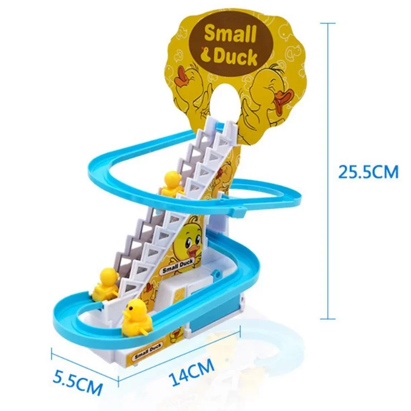 Children's Electric Cute Cartoon Duckling Climbing Stairs Toy Rail Car Electric Slide Roller Coaster Set Perfect Gift For Kids 6