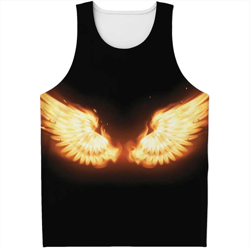 Trend Angel Devil Wings Pattern Tank Tops Summer Fashion Streetwear Cool Mens 3D Printed Sleeveless T Shirts Loose Hip Hop Vest