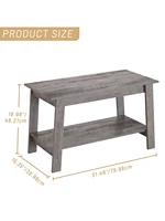 Table basse rustique en bois de style farmhouse avec étagère de rangement, petite table d'appoint rectangulaire pour salon, montage facile 5