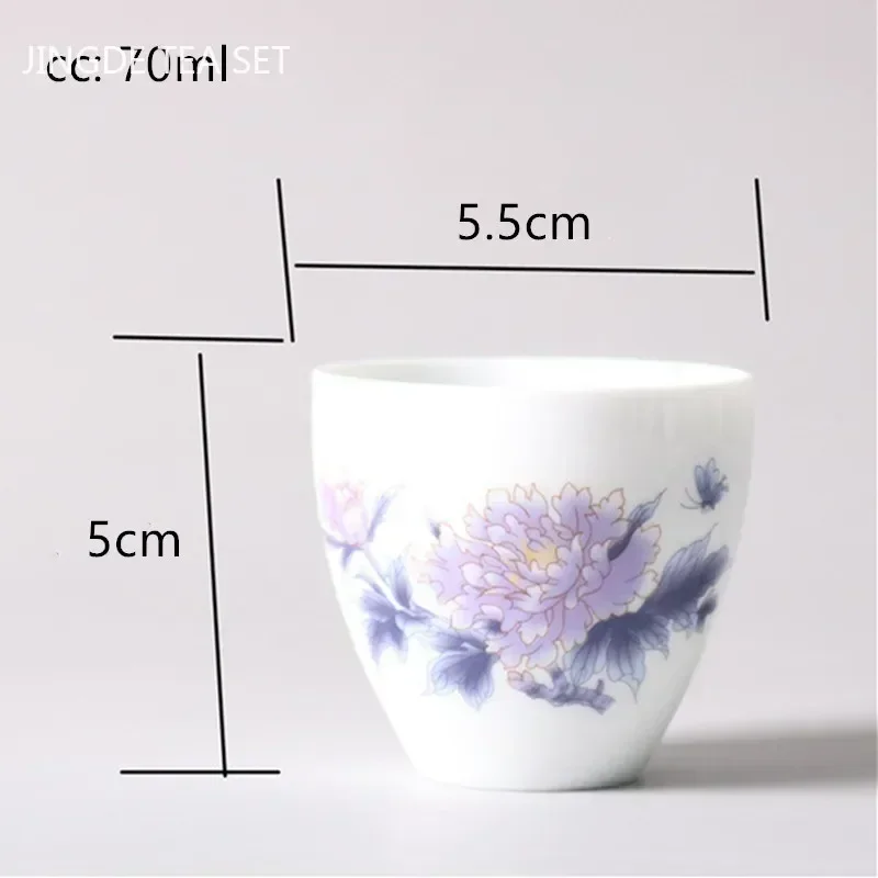 4pcs Color Changing Ceramic Teacup Handmade White Porcelain Master Cup Portable Personal Single Cup Tea Set Accessories