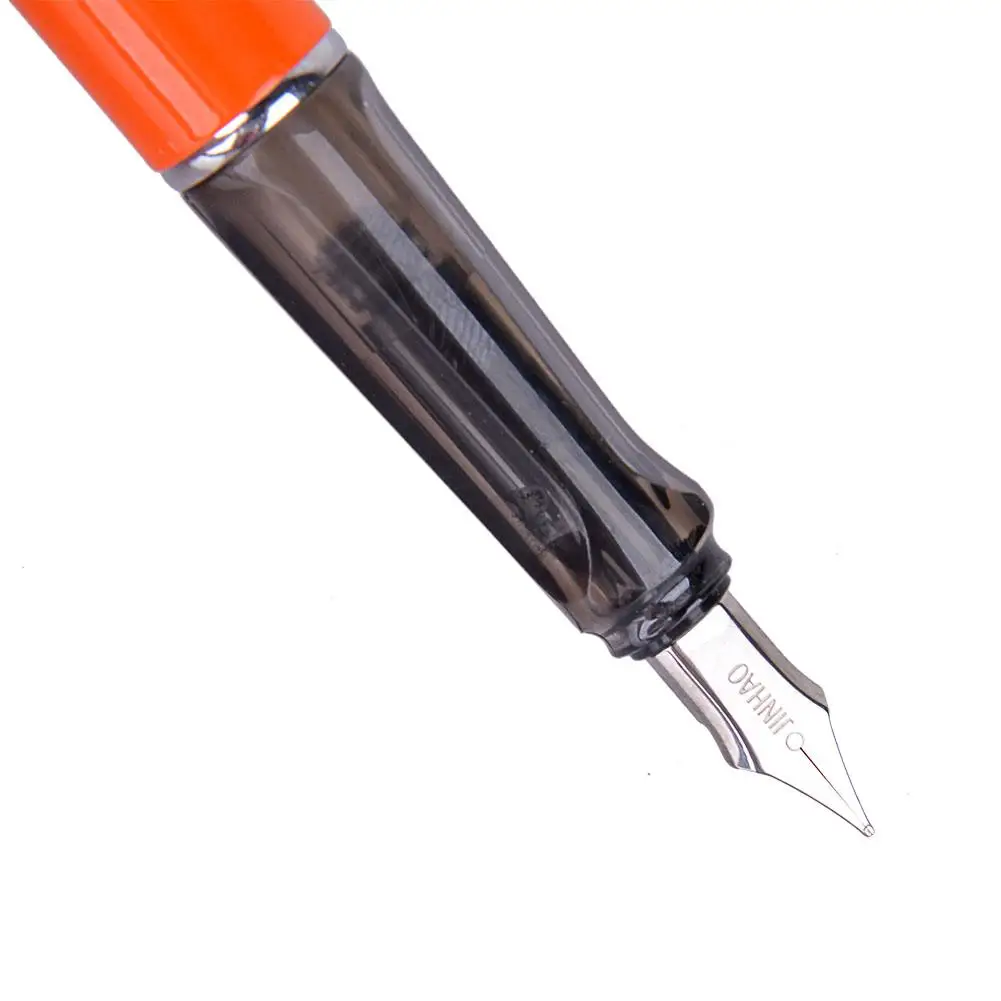 JinHao FP-599 오렌지 금속 만년필, 중간 펜촉, FP-599-3 합금 잉크 쓰기 펜, 비즈니스 사무용품, 학교 문구