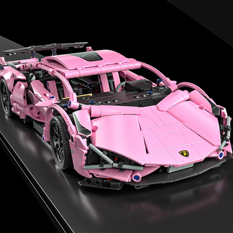 1314PCS Technical Pink Lamborghinied Racing Car Building