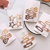 4PCS/lot Baby Solid Hair Clips Star Rabbits Bear Hairpins for Girls Children Milk Tea Color Geometric Pins Cute Hair Accessories 1