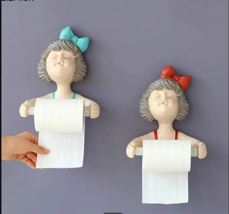 Wall-mounted Tissue Holder Decorative Storage Rack Toilet Roll Holder Tissue Box Toilet Paper Dispenser Ornaments