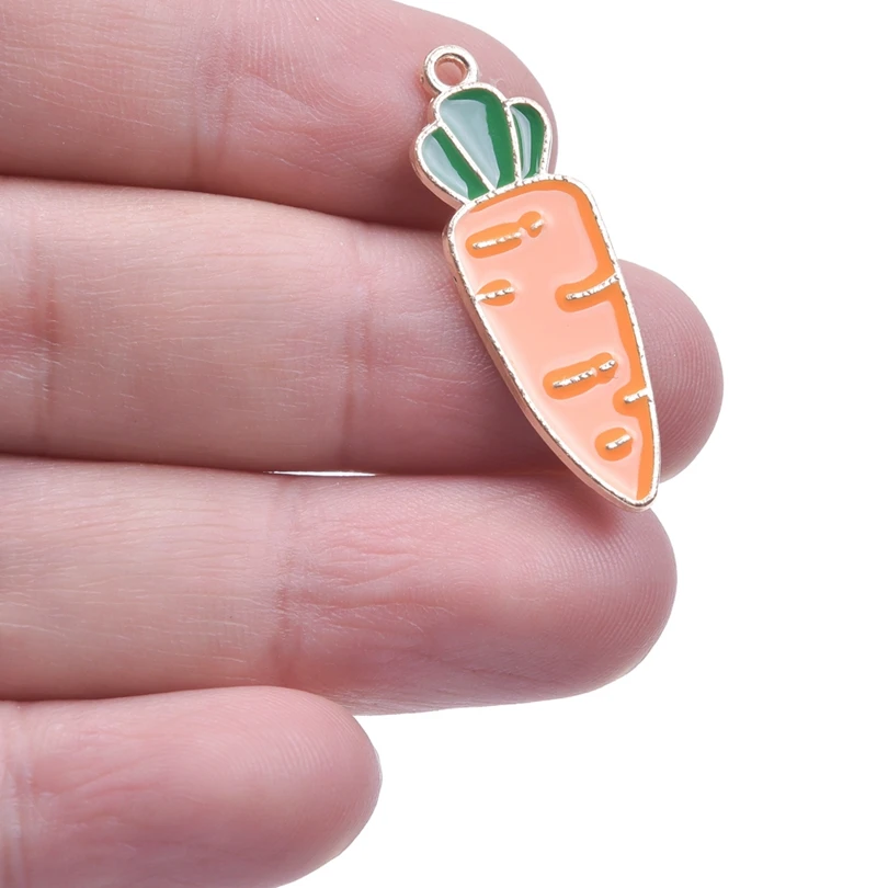 

10pcs Cute Enamel Carrot Charms Alloy Metal Drop Oil Vegetable Pendant For Making Earrings Bracelet Necklace Jewelry DIY Crafts