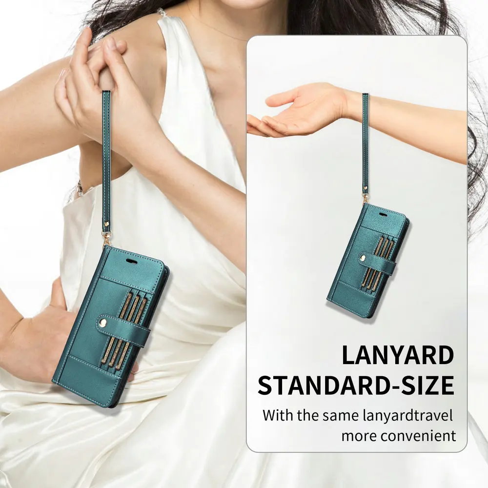Luxury Leather Wallet Case - 6-Card Holder Flip Cover