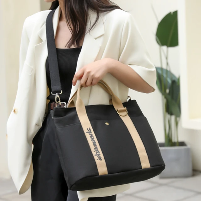 Big Capacity Tote Canvas Shoulder Bag Women Handbags Black/Khaki Color  Casual School Crossbody Shoulder Bags Female Bolsas