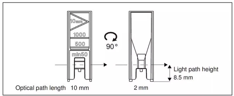 Küvette Einweg-UV-Küvette Kunststoff-Küvettenbecher für Spektrophotometer, UVette 220–1600 nm Küvette 50–2000 ul einzeln verpackt – Detail 2