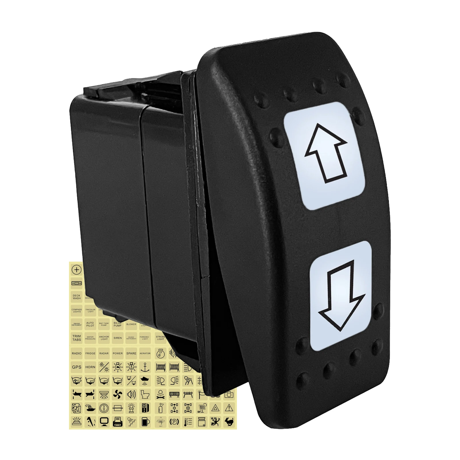 10Pin Dpdt 3 Posizioni 12V 20A Interruttore A Bilanciere Led Blu Impermeabile Ip68 Con 144 Adesivi Per Auto Barca Caravan Tipo Carling