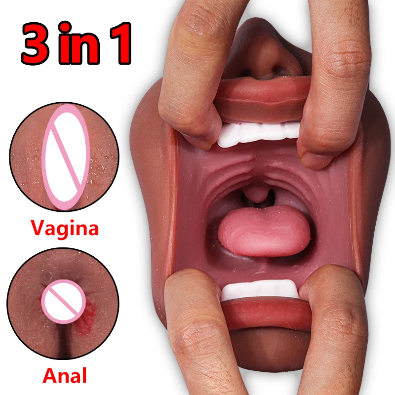 3 in 1 Masturbator for Male Realistic Vagina Oral Sex Toys Pocket Pusssy Deep Throat Masturbation Man Blowjob Sex Tool for Men
