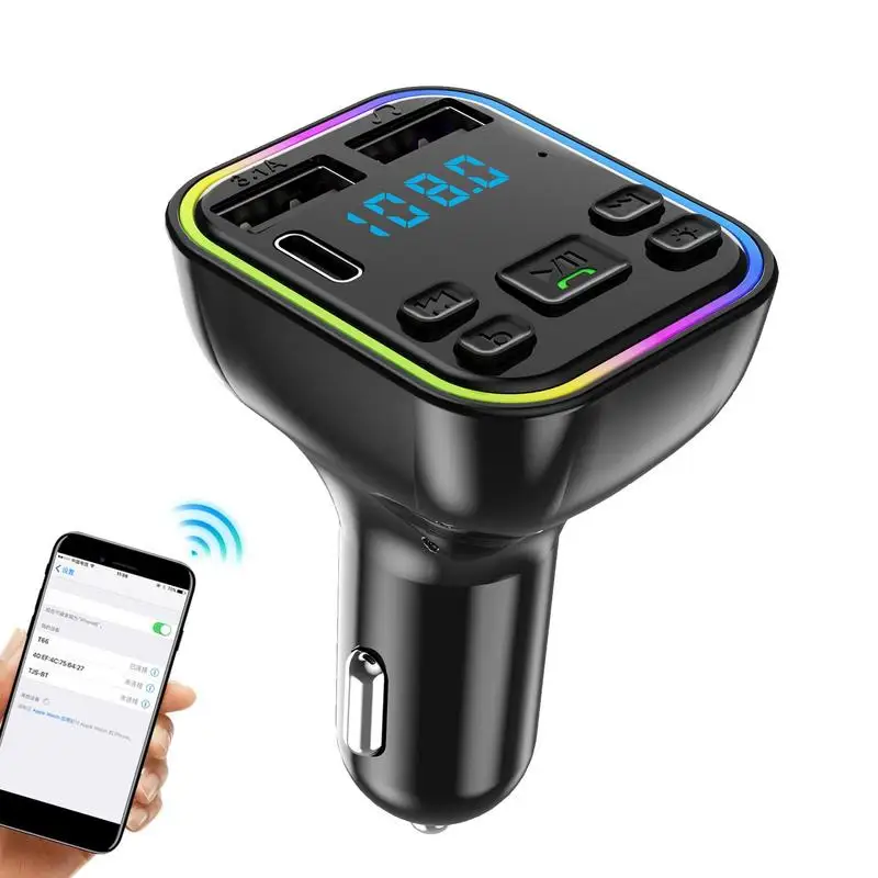 

Car MP3 Player Radio Wireless Colored Lights 5.0 FM Transmitter Dual USB Charger Musical U Disk QC 3.0 PD 20W Hands-free Calling