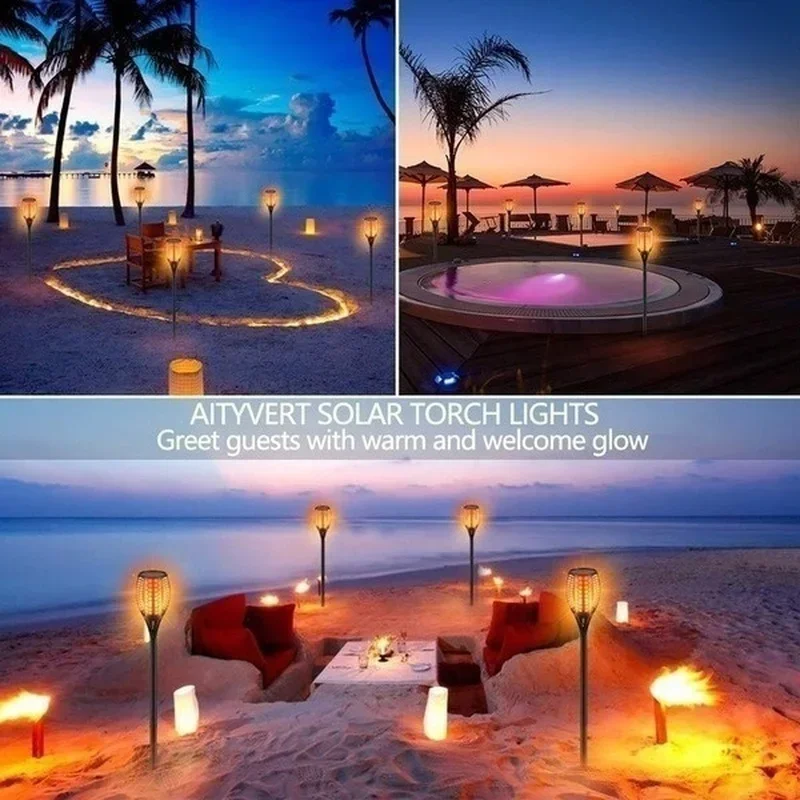 Description Picture 4 of item4/2/1Pcs Solar Flame Lights Torch Flickering Light Waterproof Garden Decoration Outdoor Lawn Tiki Led Path Yard Patio Floor Lamp