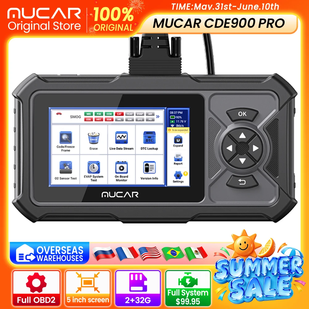 MUCAR CDE900/CDE900 PRO OBD2 Auto Diagnostic Tool car Scanner Tools full system 28 reset Code Reader Scan Tool 2+32G WIFI Update