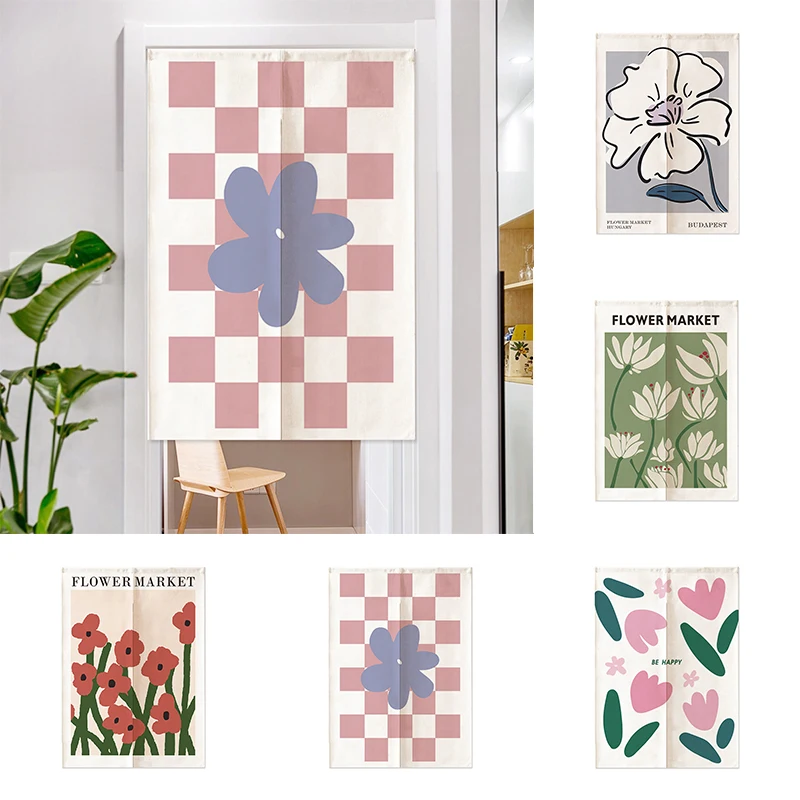 

Japanese Cloth Tube Curtain Partition Curtain Half Panel Curtain Kitchen Curtain Bedroom Partition Curtain No Punching