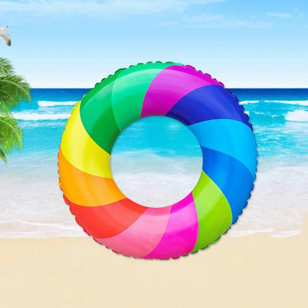 Swimming Circle  Interesting Strong Buoyancy Lightweight  Inflatable Rainbow Swimming Circle Water Supplies