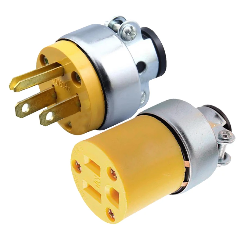 1 Stück Amerikanischer L5-15P L5-15R US-Stecker 15A Dreipoliger Verlängerungsstecker Männlich Weiblich Anti-Lose-Loose-Verriegelungsstecker Typ B